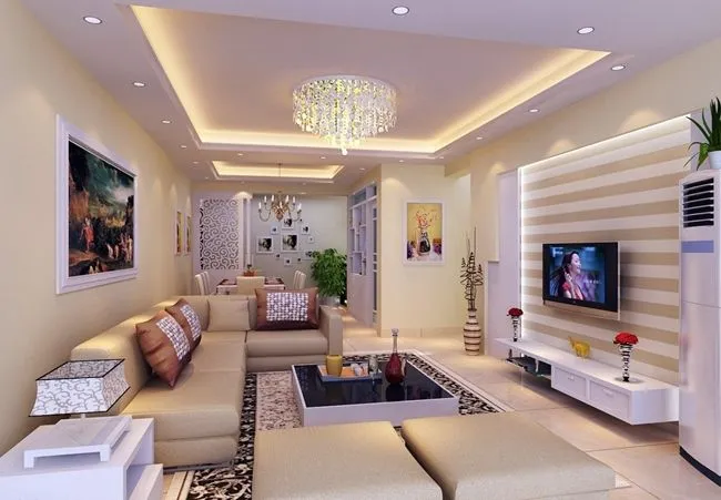 Ambiente residencial com sanca aberta iluminada